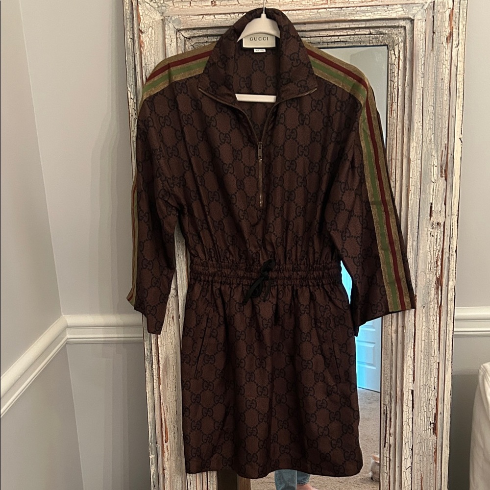 Gucci Dark Brown Dress with Olive Accents